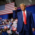 Former U.S. President Donald Trump takes the stage during a campaign rally in Johnstown, Pa., on Aug. 30, 2024.