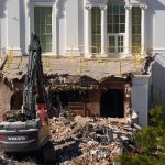 Demolition in process on the East Wing of the White House, Oct. 23, 2025.