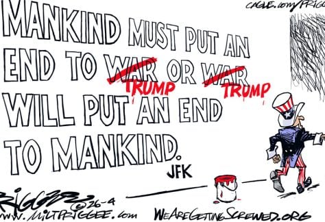 Mankind must by Milt Priggee, WeAreGettingScrewed.org
