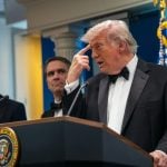 President Donald Trump speaks at the White House on April 25, 2026, after the cancellation of the annual White House Correspondents Association Dinner.