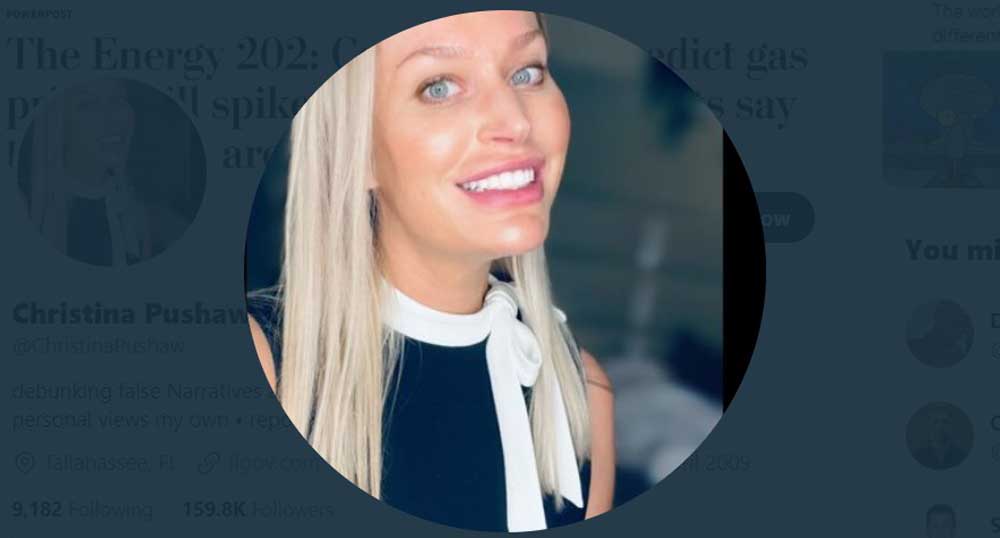 DeSantis Press Secretary Christina Pushaw's Twitter profile photo. 