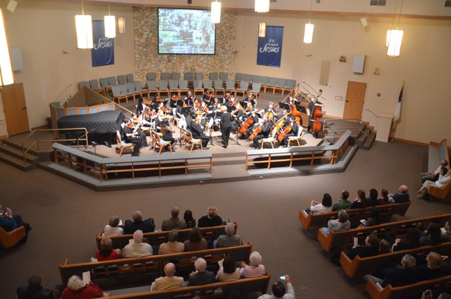 Last year's concert of the Flagler Youth Orchestra's Harmony ensemble at Palm Coast's United Methodist Church. (© FlaglerLive)