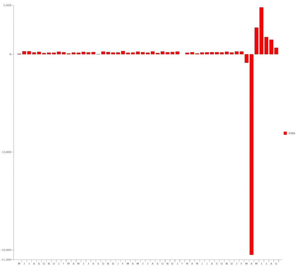 The pace at which jobs returned to the economy slowed considerably in September. (© FlaglerLive)