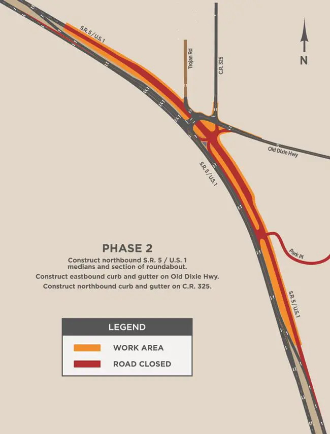 Construction begins this week on the future roundabout at U.S. 1 and Old Dixie Highway. Traffic shifts will affect the stretch of road for the next seven months. 