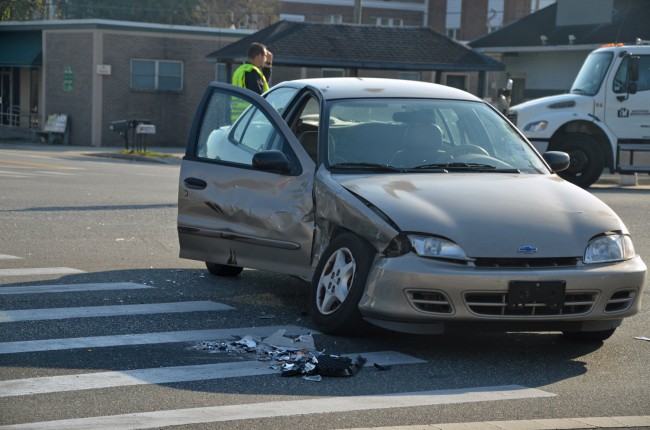 Paul Salvador was at the wheel of a two-door Ford when he was struck by the deputy's cruiser. Click on the image for larger view. (© FlaglerLive)