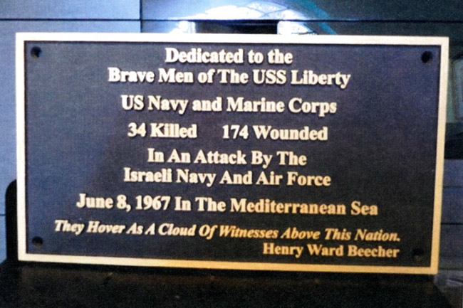 The memorial plaque Ernest Gallo, a survivor of the USS Liberty attack and a 15-year resident of Palm Coast, wanted installed at Palm Coast's Heroes Park. The city's Beautification Committee approved the plaque unanimously in April.