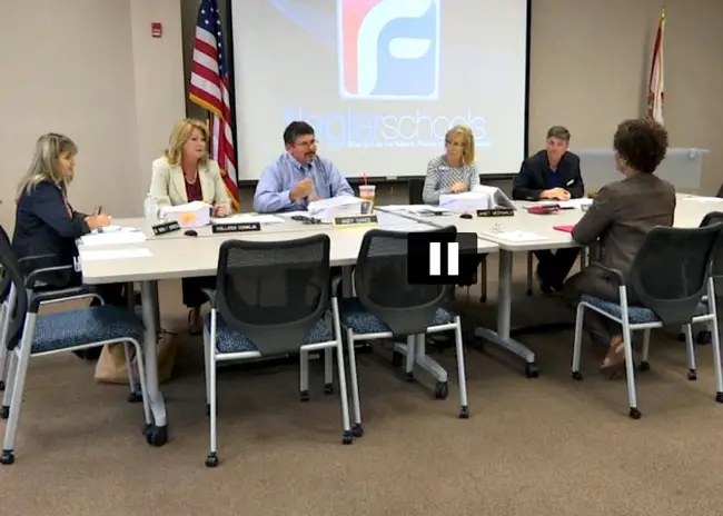 The Flagler County School Board accepts Myra Middleton-Valentine's and the advisory committee's short-list of five candidates for superintendent this afternoon. But the list triggered another discussion over the hiring process. (© FlaglerLive)