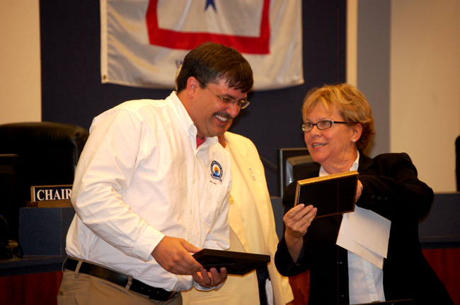 janet valentine and bill delbrugge, flagler county school superintendents