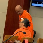 Jose Valerio-Rodriguez, standing, during a court appearance. (© FlaglerLive)