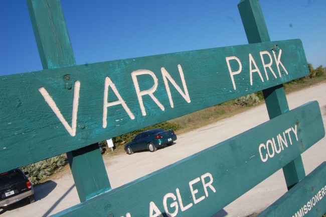 Varn Park is essentially a parking lot fronting on broad access to the ocean, north of Flagler Beach. (© FlaglerLive)