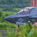 U.S. Marines park a Lockheed Martin F-35B fighter aircraft at Naval Station Roosevelt Roads in Puerto Rico on Sept 13, 2025.