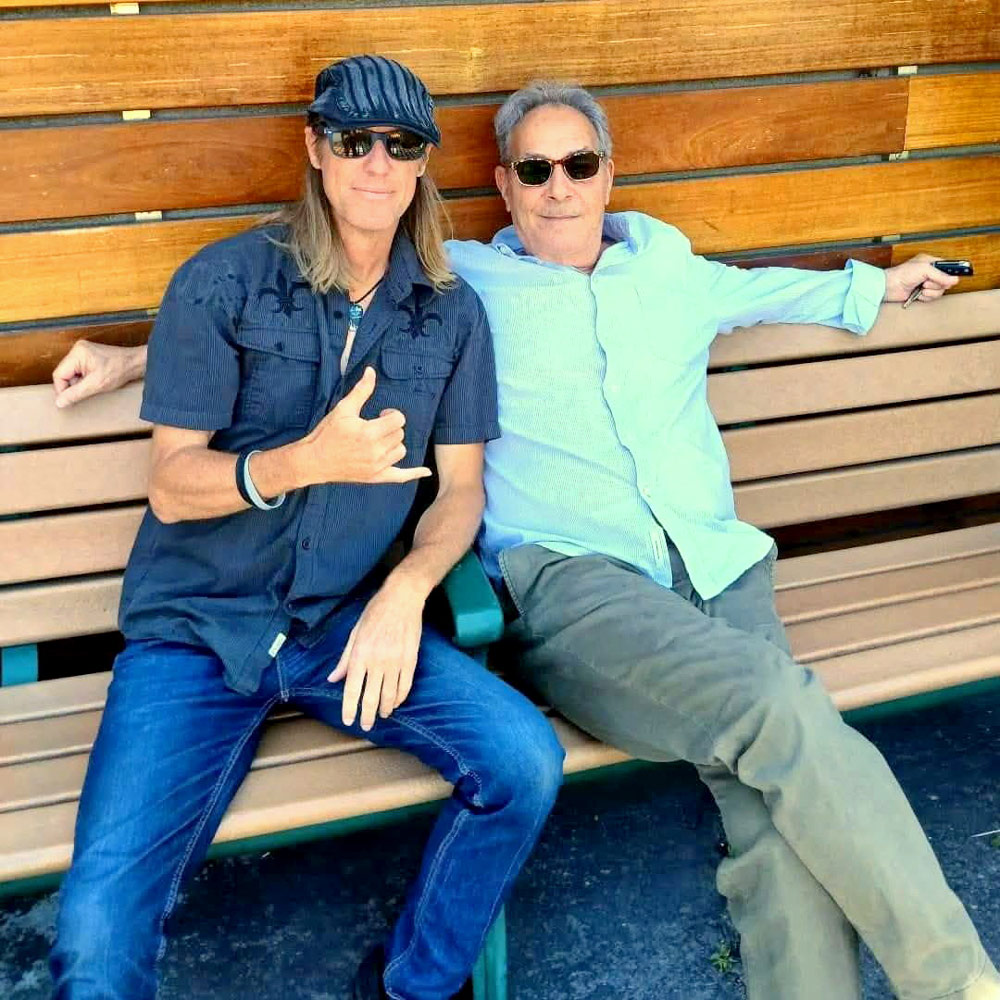Vern Shank, left, recruited his friend, actor Robert Romanus (of "Fast Times at Ridgemont High," “CHiPs,” “21 Jump Street,” “MacGyver,” “Will & Grace” and many more credots), to appear in the video for the new Cherry Drops tune, “I Dedicate This Song to You.” (Vern Shank)