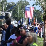 The Veterans Day parade, initiated by Bunnell Police Chief Dave Brannon, stretched for a mile, from the old Bunnell City Hall to the grounds of the Government Services Building. (© FlaglerLive)