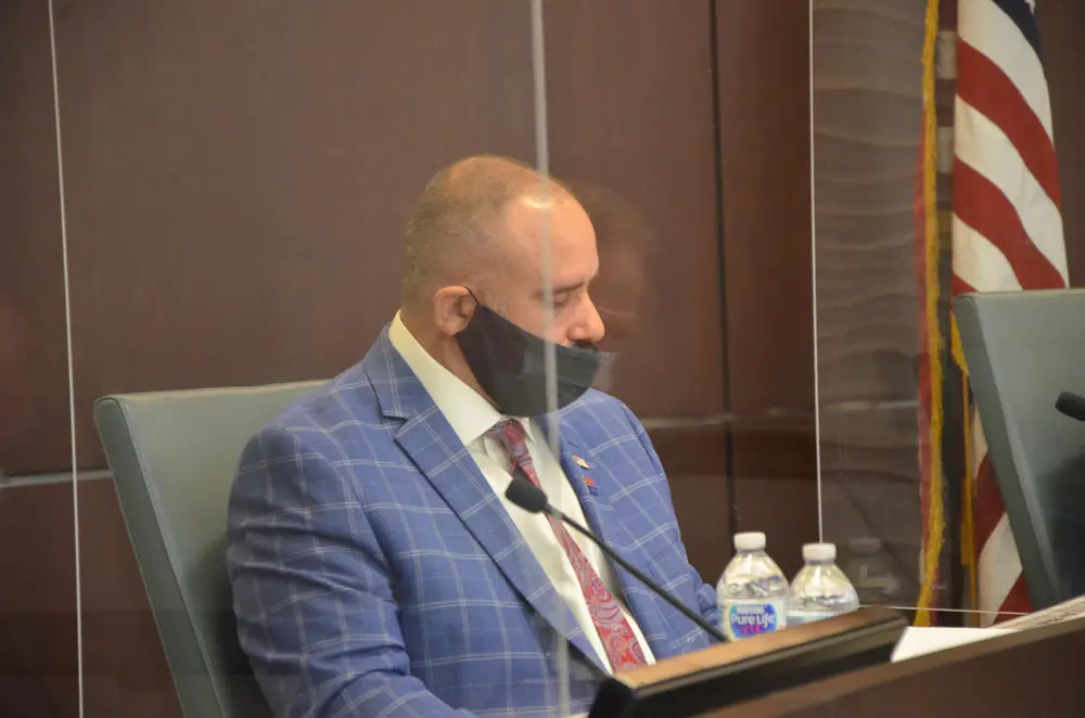Victor Barbosa, the Palm Coast council member, got no second when he attempted to fire City Manager Matt Morton this evening. (© FlaglerLive)