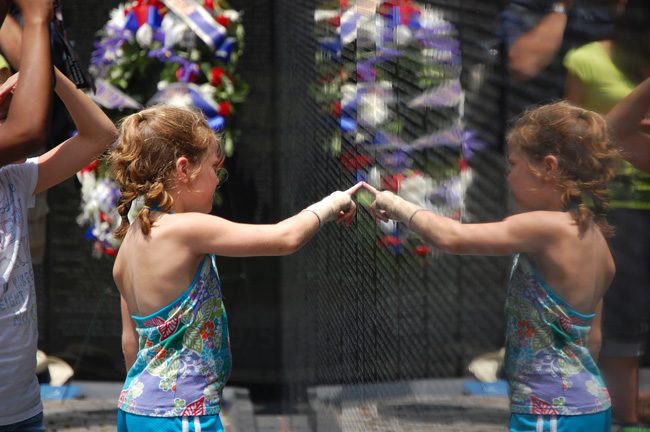 At the Vietnam Memorial in Washington.