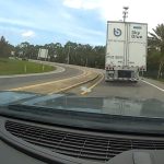 The view from a Flagler County Sheriff’s detective’s dashcam immediately before the head-on collision as the Suburban, driving against traffic, was about to collide with the Volkswagen Beetle at the I-95 interchange with U.S. 1 Tuesday. 
