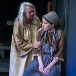 Joan, played by Robin Davis, and her daughter Alice, played by Anna Hobbs, are accused of witchcraft in City Repertory Theatre’s production of “Vinegar Tom.” (© Mike Kitaif)