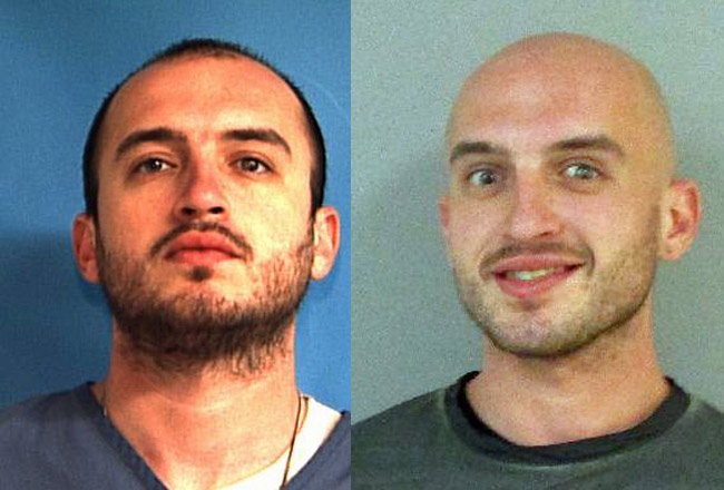 Vitaly Tsabak in his state prison mugshot, before his release in April 2015, and in his latest Flagler County jail mugshot, after Friday's arrest.