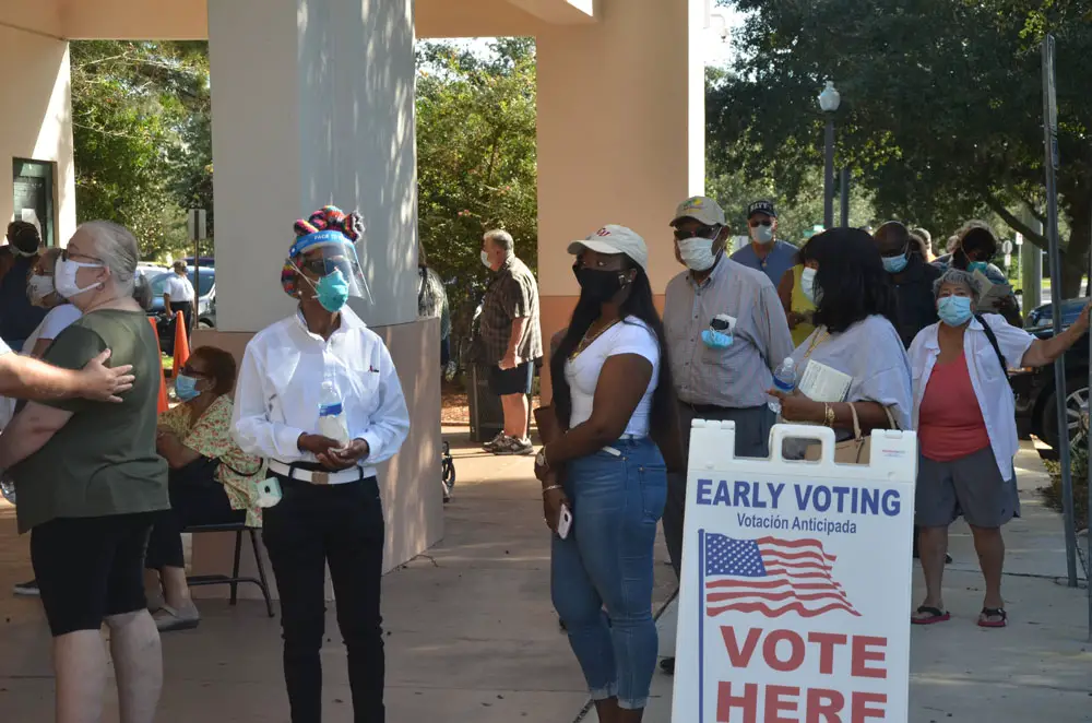 Voters at the Flagler County Public Library early voting site last week. (© FlaglerLive)