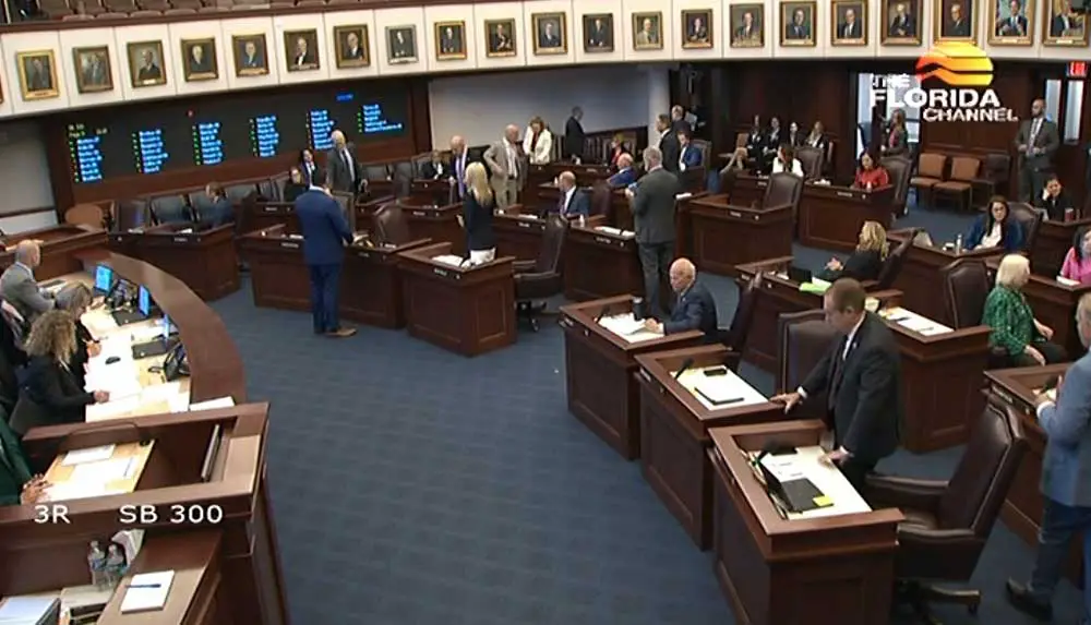The Florida Senate voting on SB 300 today. (© FlaglerLive via Florida Channel)