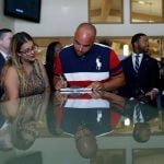 Javon Jackson, center, was able to register to vote following passage of a 2019 Nevada law that restored voting rights to formerly incarcerated individuals.