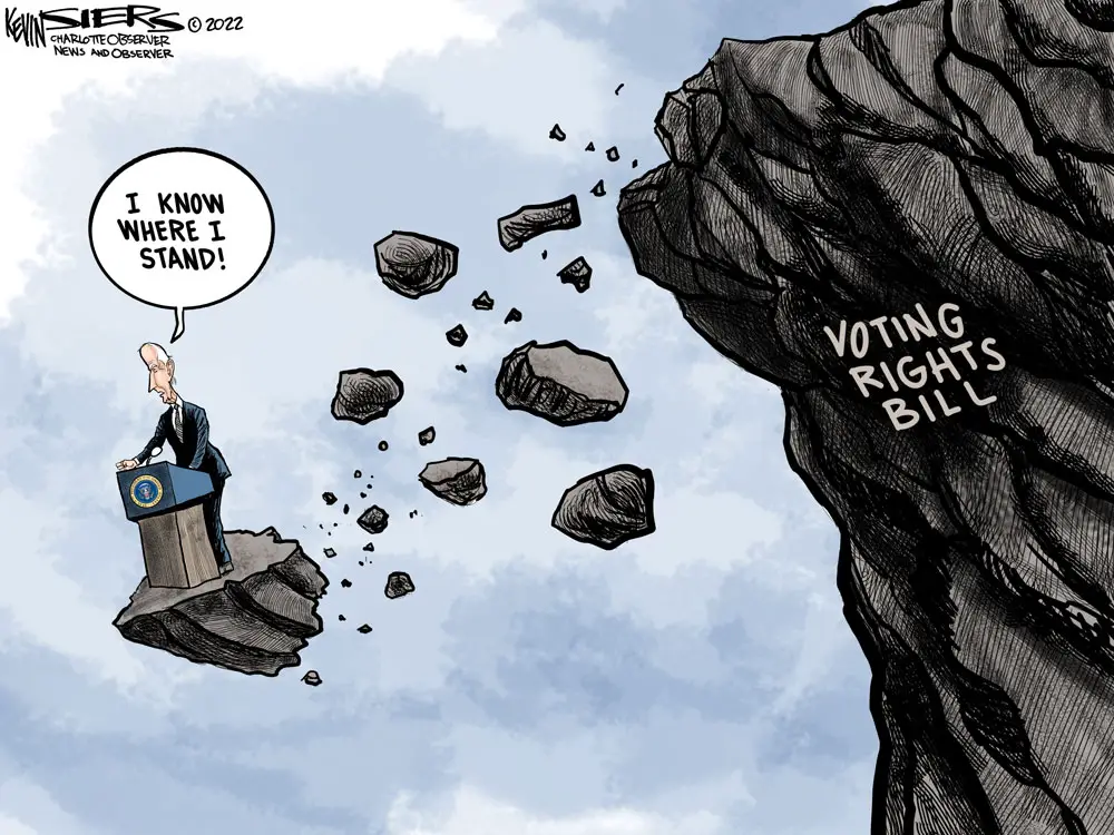 Voting Rights Crumble by Kevin Siers, The Charlotte Observer.