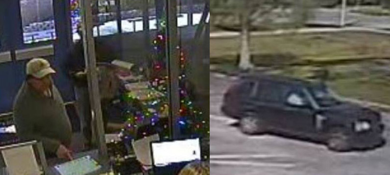 Stills from surveillance video of the unidentified man at Wadsworth Elementary this morning, and of his vehicle.