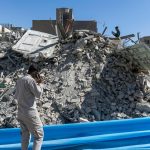 Rubble from a police station damaged in airstrikes on March 3, 2026 in Tehran