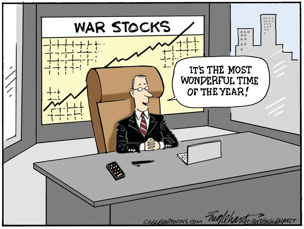 War Industry Stocks by Bob Englehart, PoliticalCartoons.com
