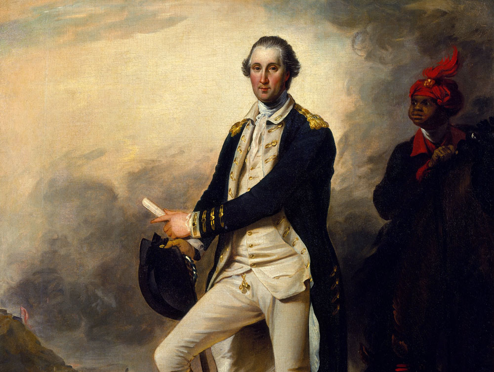 John Trumbull's 1780 portrait of George Washington, with one of the many people Washington enslaved.