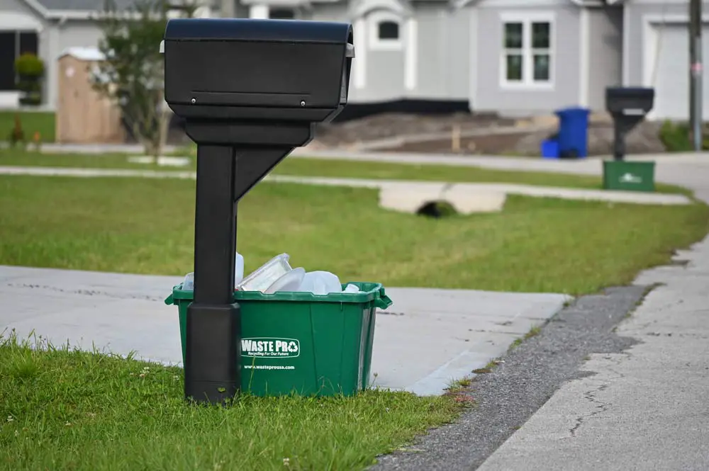 The last time that bin was seen on its property in Palm Coast's P Section, on May 31, before Waste Pro took it. (© FlaglerLive)