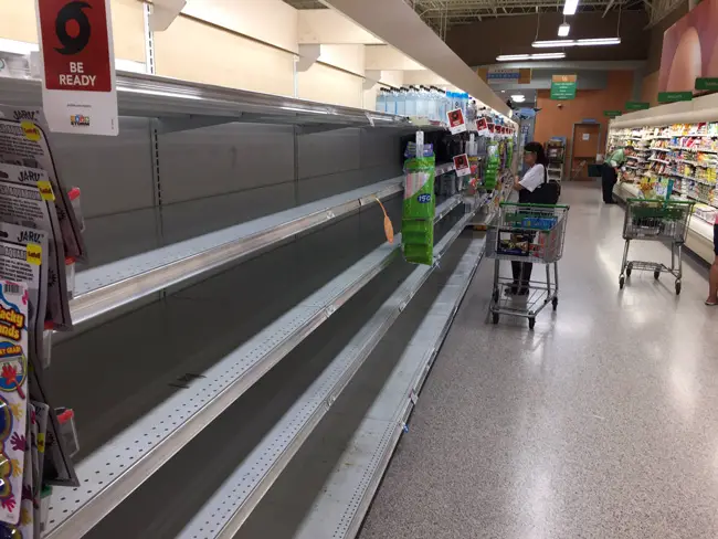 The water shelves at Publix in Flagler Beach around noon today. (c FlaglerLive)