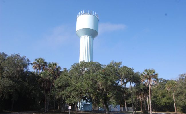 The water tower in the Hammock is owned by Palm Coast and serves as a cell tower for several carriers. (© FlaglerLive)