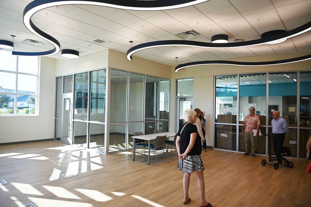 The waves are everywhere in the Nexus Center's "Coast to Country"-themed designs. (© FlaglerLive)