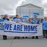 Hundreds gather outside the U.S. Supreme Court on Thursday, May 15, 2025, to protest the Trump administration’s effort to strip birthright citizenship from the Constitution. (Photo by Ashley Murray/States Newsroom)