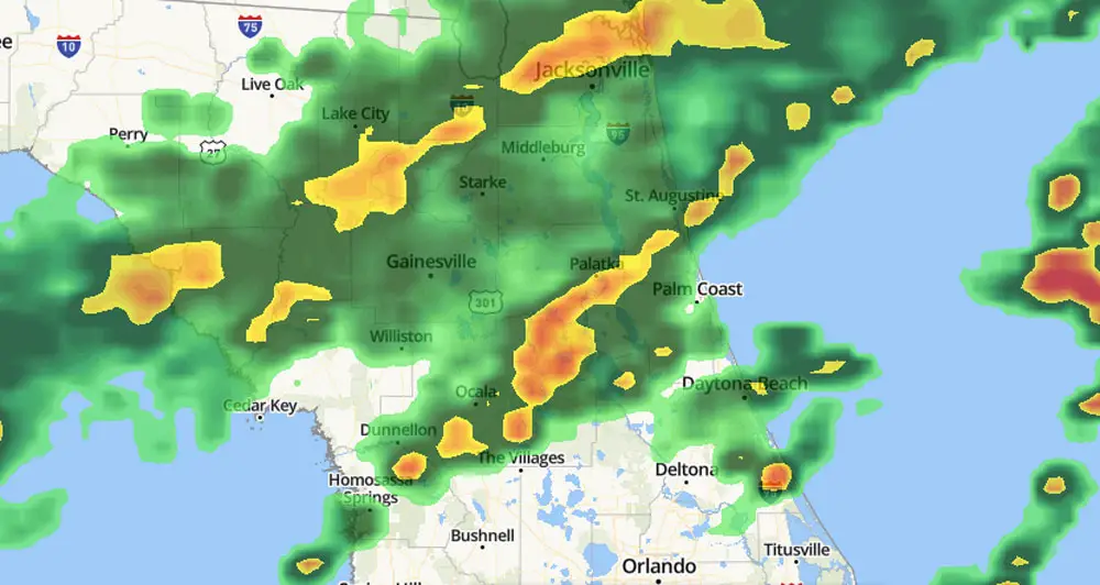 The weather system this afternoon over northeast Florida. (Weather Channel)