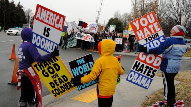 Westboro Baptist Church's road show. (© Jordan Jez)