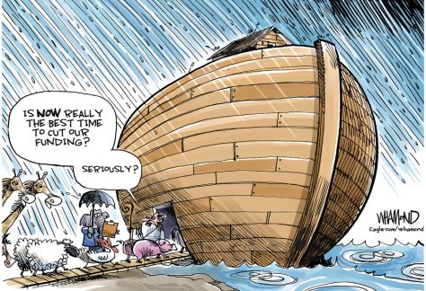 Funding Cuts by Dave Whamond, Canada, PoliticalCartoons.com