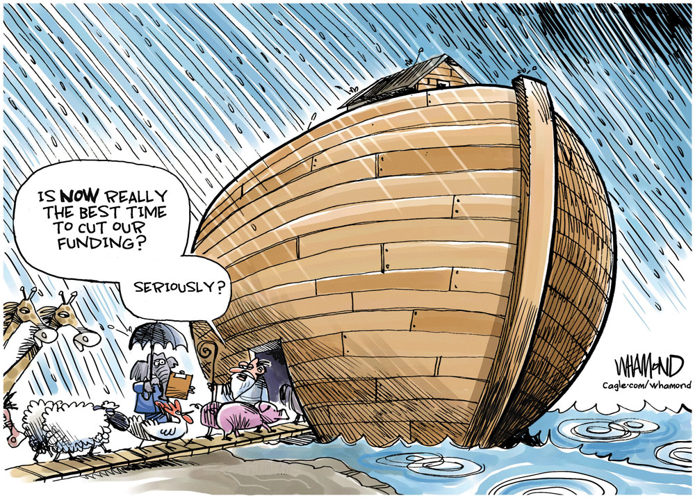 Funding Cuts by Dave Whamond, Canada, PoliticalCartoons.com