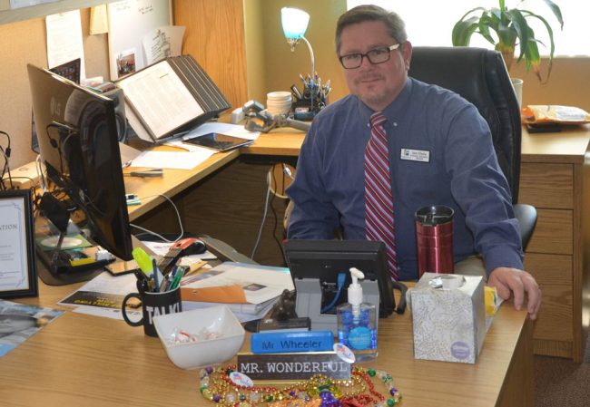 Mr. Wonderful: Jason Wheeler in a rare moment in his office. (© FlaglerLive)