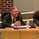 William Whitson during his interview with the Flagler Beach City Commission this evening. (© FlaglerLive)