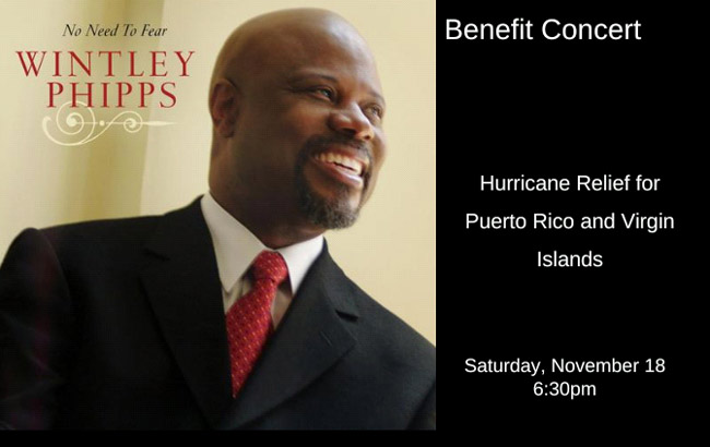The dynamic Wintley Phipps of Oprah fame is headlining a benefit concert for Puerto Rico and the Virgin Islands at Palm Coast Seventh Day Adventist Church at 5650 Belle Terre Parkway Saturday at 6:30 p.m.