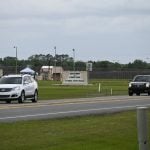 Witnesses to the state killing of Louis Gaskin leaving the prison in Starke after the execution in March 2023. Gaskin is the only defendant in a Flagler County capital murder case ever executed since the resumption of the death penalty in 1974. (© FlaglerLive)