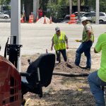 Work crews at the scene of the gas leak at midday today at Old Kings Road near Palm Coast Parkway. (Palm Coast)