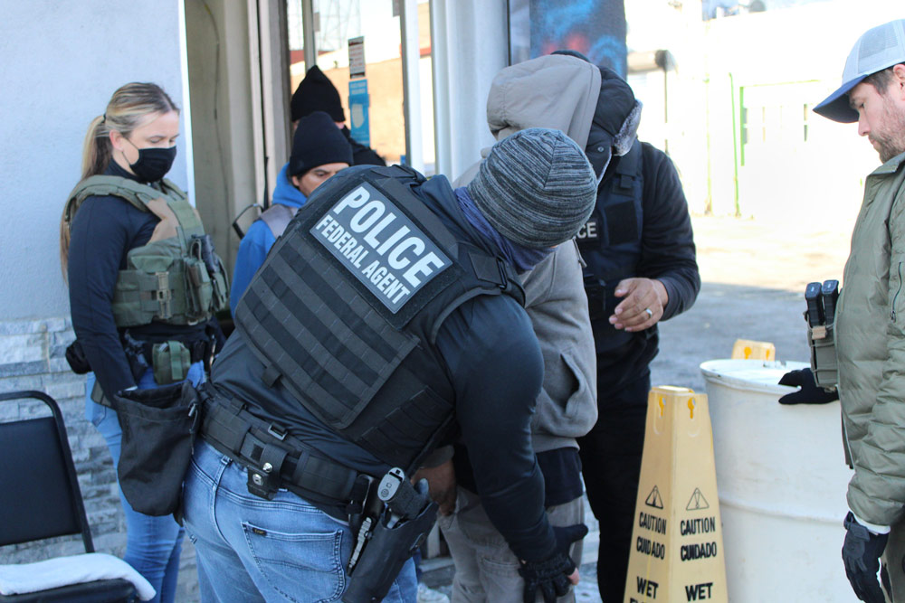 A workplace raid in late January in Philadelphia. (ICE)