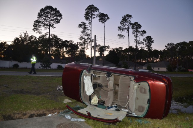 The Chevrolet ended up facing southwest after the crash. Click on the image for larger view. (© FlaglerLive)