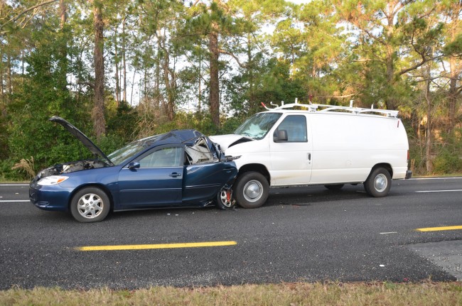 The rear of the Toyota absorbed most of the shock. Click on the image for larger view. (© FlaglerLive)