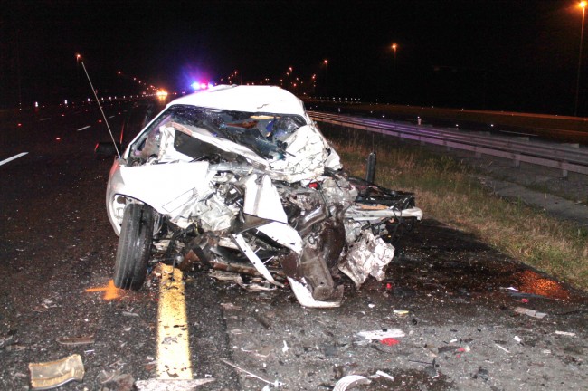 What was left of one of the cars involved in Friday's wrong-way crash on I-75.