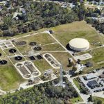 Palm Coast's Wastewater Treatment Plant #1 at the edge of the Woodlands is 50 years old. The city will be required by a state order to expand and rehabilitate it by 2028. (© FlaglerLive via Goggle Earth)