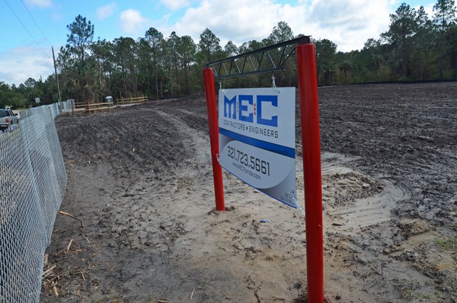 The acreage at Wynnfield and Pine Lakes Parkway has been cleared. A gas station and convenience store will open there by June. (© FlaglerLive)